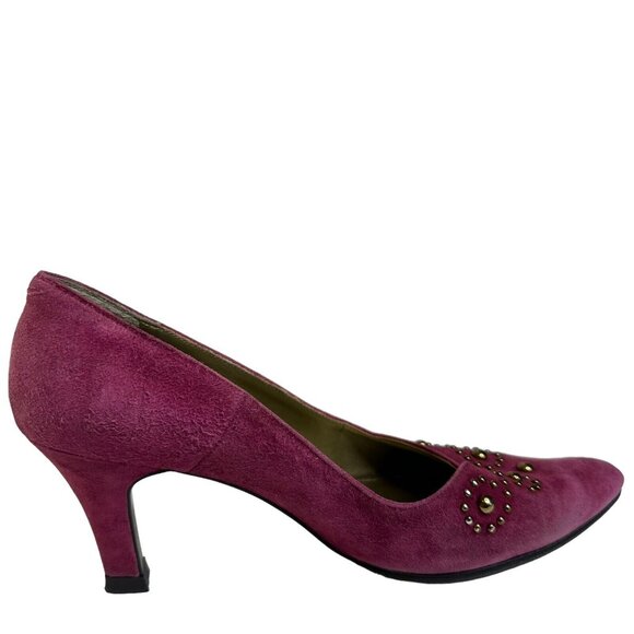 Vintage Saint Laurent YSL Pump Shoes Purple Sz US 6 EU 36 Stud Details Point Toe - Picture 4 of 16